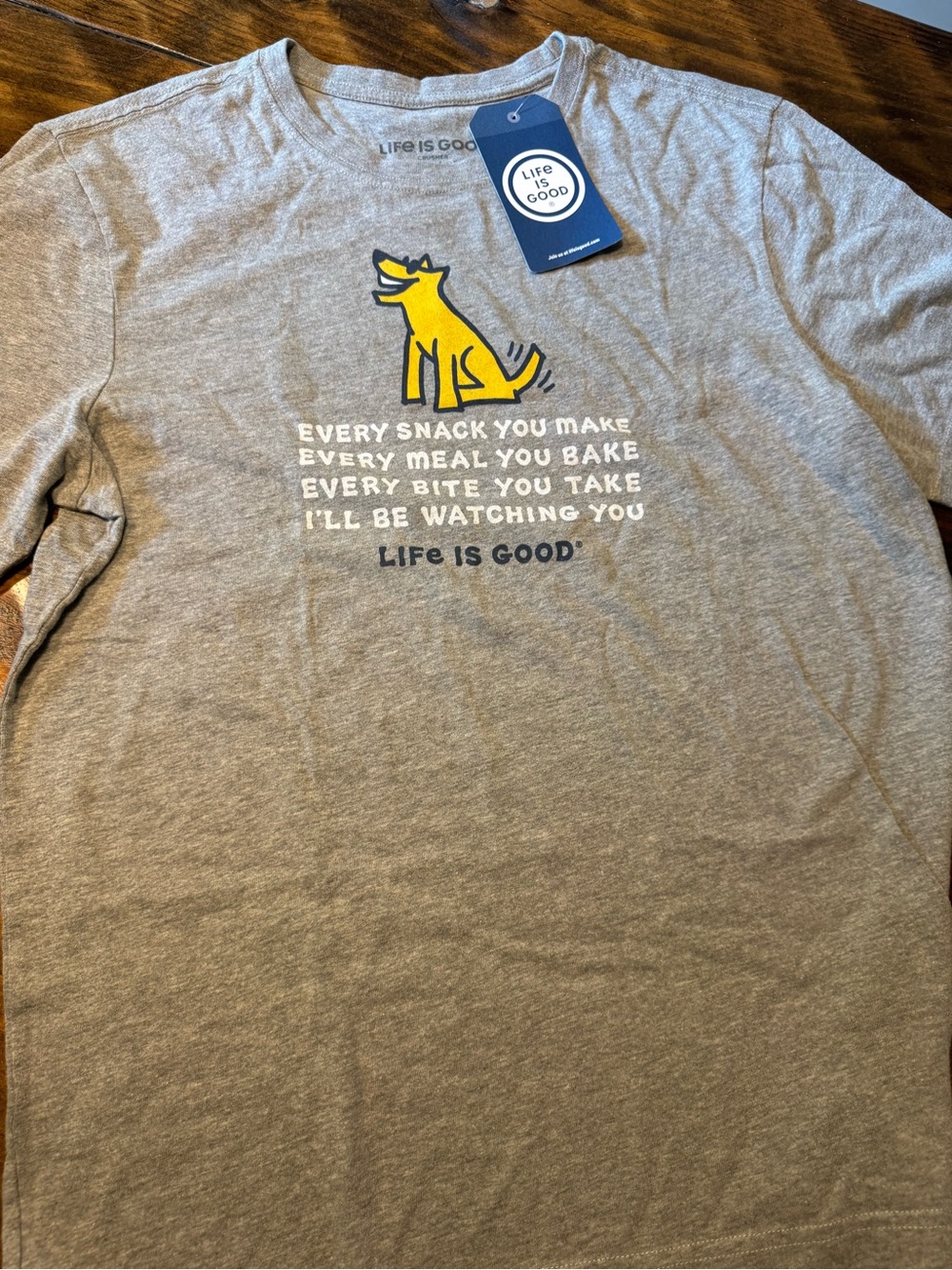 Life Is Good Dog Lover Crusher Graphic T-Shirt Size Medium Grey. NWT